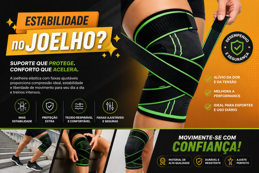 Joelheira de Compressão com Faixas Ajustáveis